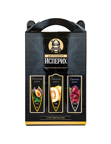 Кутия ракия 1.5л 40% (Смокиня, Пъпеш, Къпина)
